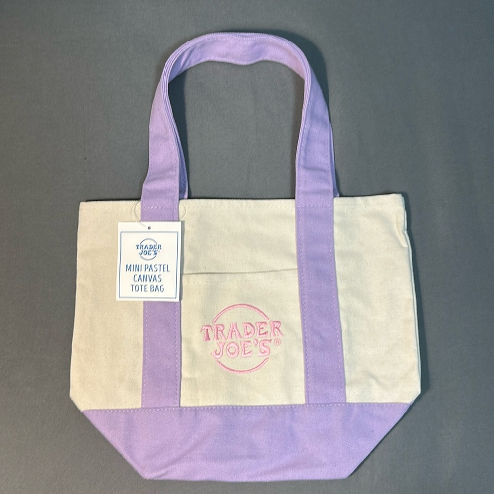 Trader Joe’s Mini Canvas Tote Bag Pastel Purple NEW